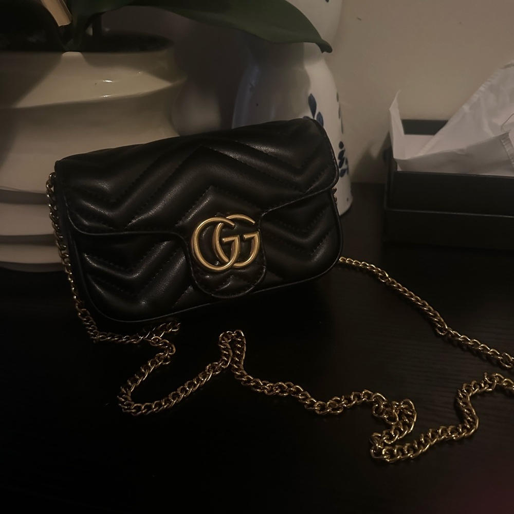 Gucci Black Mini Bag with Gold Chain
